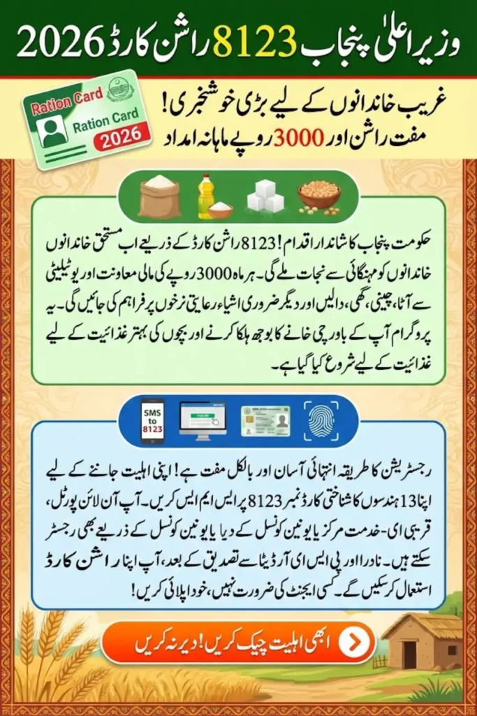 CM Punjab 8123 Ration Card 2026 and Ehsaas Rashan Program – Complete Registration and Eligibility Guide