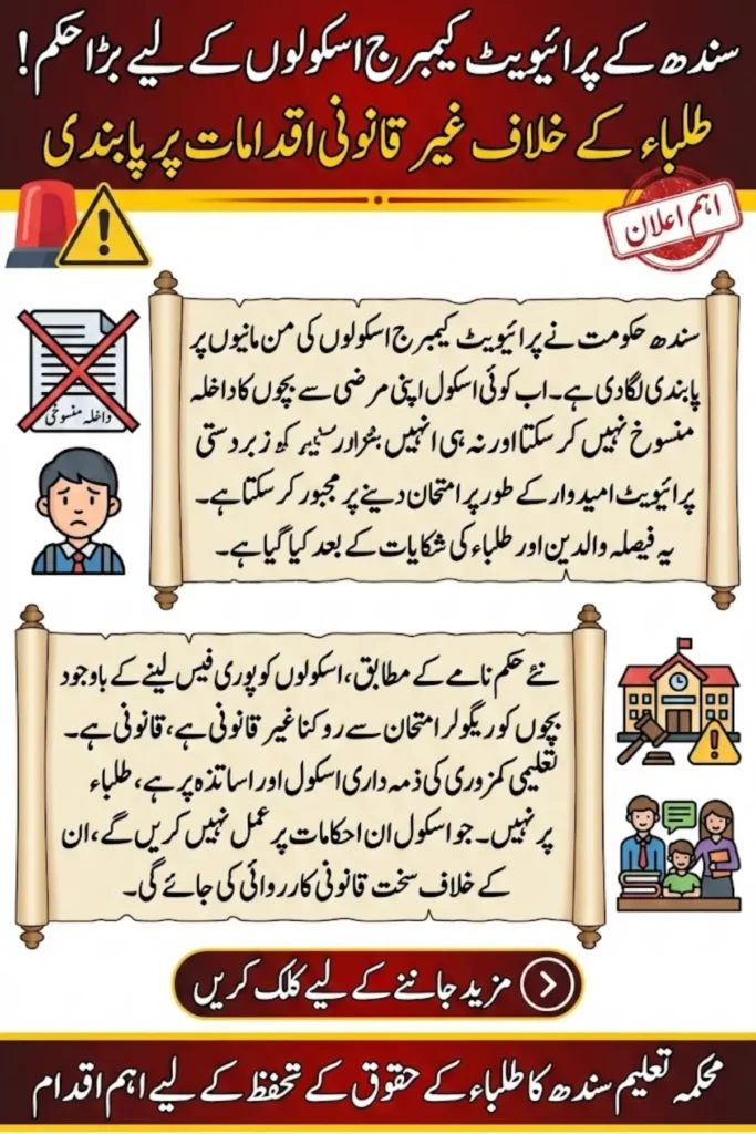 Sindh Education Department Declares Cambridge Private Schools Policy Illegal Over Student Exam Restrictions